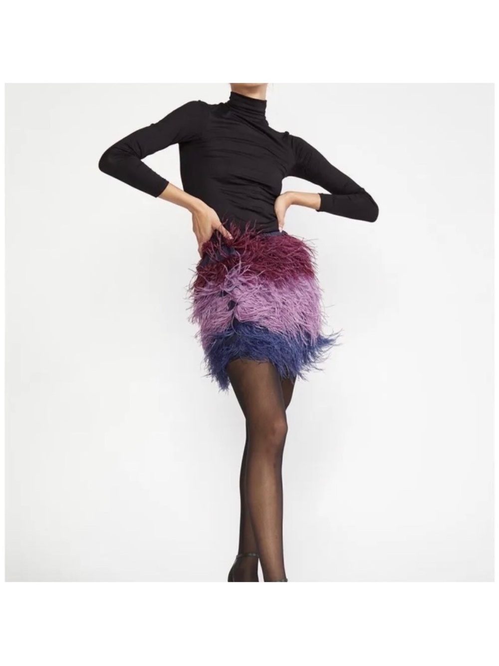 NEW Cynthia Rowley Silk Feather Skirt
